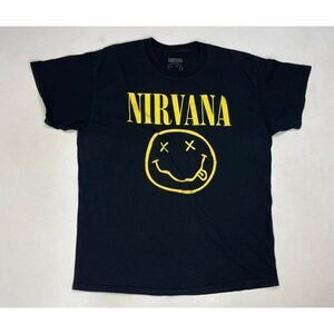 Nirvana Logo Graphic T-shirt Men Large Black Short Sleeve Music